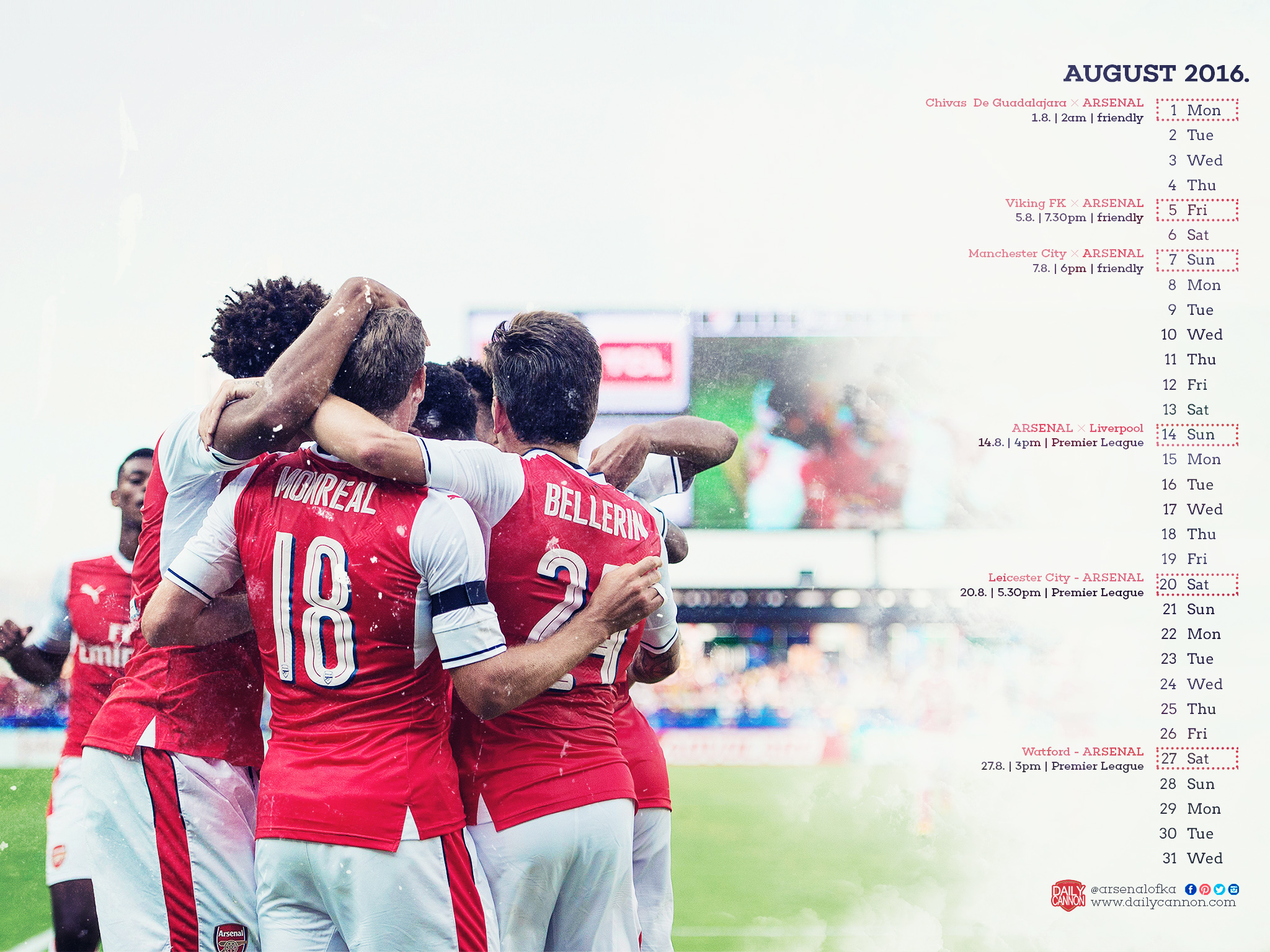 Arsenal August fixtures wallpapers