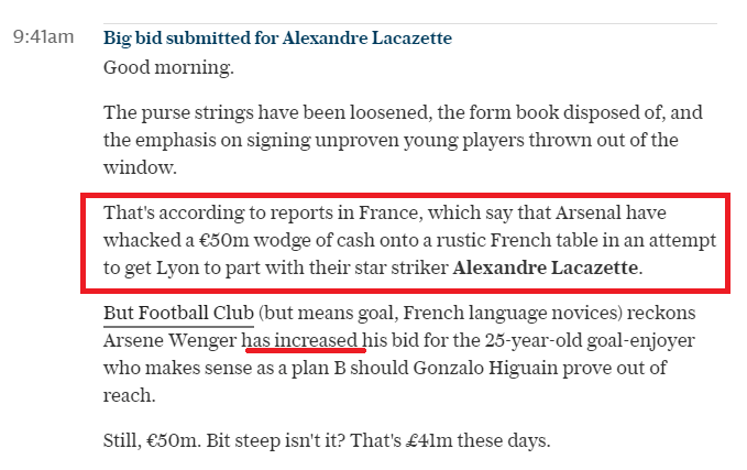 Telegraph claiming French source says bid has been made, 17/7/16