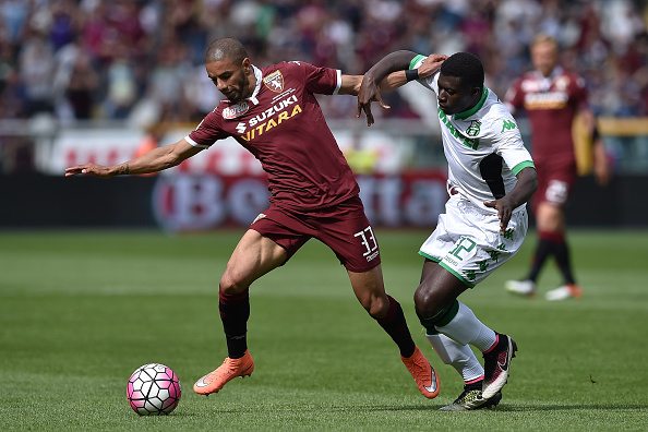 during the Serie A match between Torino FC and US Sassuolo Calcio at Stadio Olimpico di Torino on April 24, 2016 in Turin, Italy.