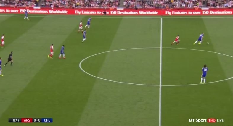 As illustrated by this picture, Alexis is the first and only player to press Chelsea's centre-backs whilst they have possession near the centre circle. 