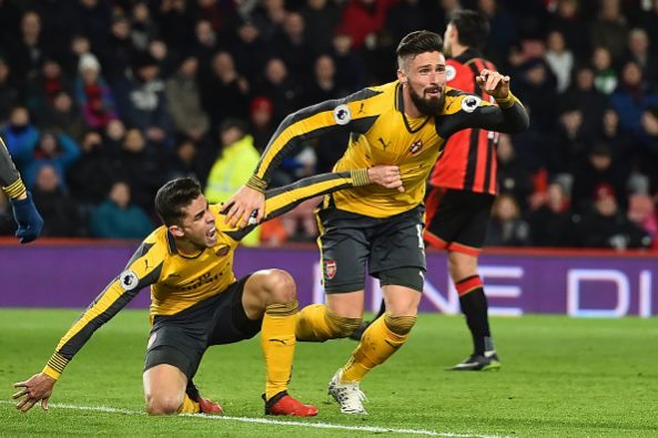 Olivier Giroud scores Arsenal's dramatic equaliser against Bournemouth