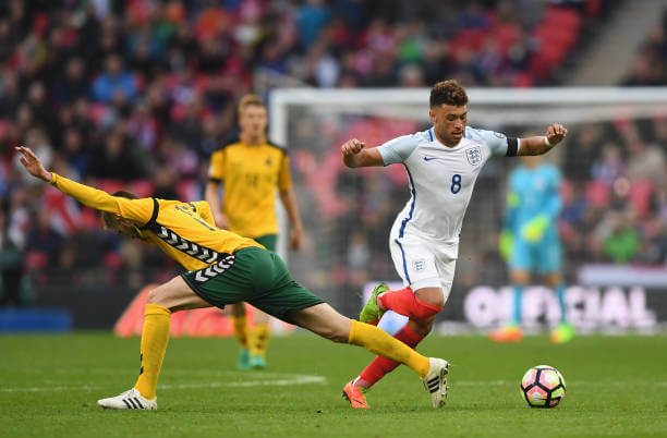 The Ox in action for England during their World Cup qualifier against Lithuania last weekend