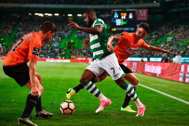 Campbell (C) in action against Boavista during their fixture in April