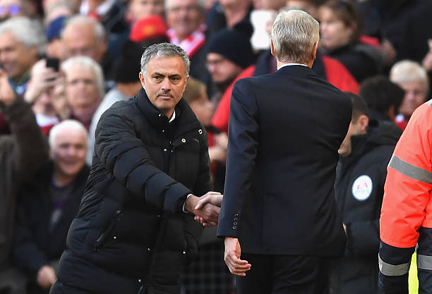Mourinho and Wenger (pictured) shaking hands before the 1-1 draw at Old Trafford in November