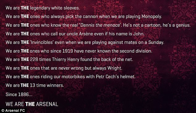 Arsenal rubbish press release