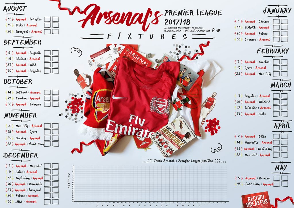 Exclusive printables: Arsenal's Premier League fixtures 2017/18 + wallpaper