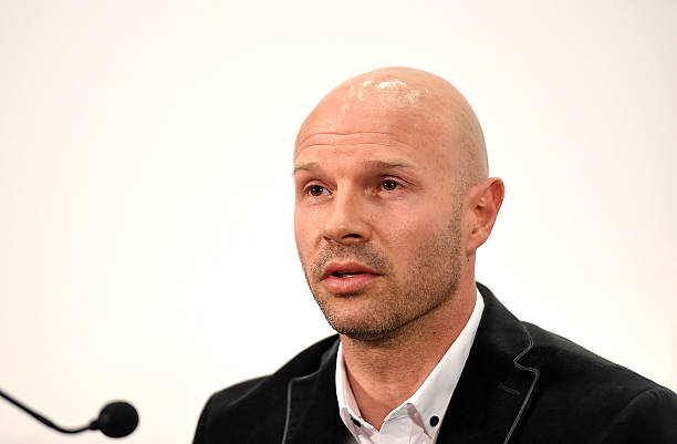 LONDON, ENGLAND - MAY 8: Danny Mills speaks during the FA Chairman's England Commission Press Conference at Wembley Stadium on May 8, 2014 in London, England. (Photo by Tom Dulat/Getty Images)