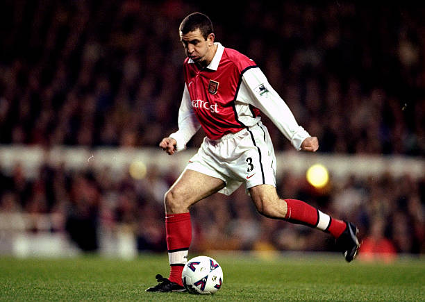 28 Nov 1999: Nigel Winterburn of Arsenal on the ball against Derby County during the FA Carling Premiership match at Highbury in London. Arsenal won 2-1. \ Credit: Gary Prior /Allsport
