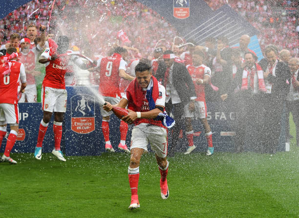 Arsenal celebrating their 2016/17 FA Cup victory