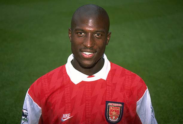 1993: Portrait of Kevin Campbell of Arsenal during a photocall at the Highbury Stadium in London. \ Credit: Allsport UK /Allsport