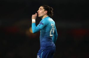 LONDON, ENGLAND - FEBRUARY 22: Hector Bellerin of Arsenal during UEFA Europa League Round of 32 match between Arsenal and Ostersunds FK at the Emirates Stadium on February 22, 2018 in London, United Kingdom. (Photo by Catherine Ivill/Getty Images)