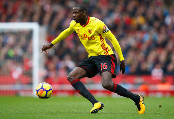 LONDON, ENGLAND - MARCH 11: Abdoulaye Doucoure of Watford in action during the Premier League match between Arsenal and Watford at Emirates Stadium on March 11, 2018 in London, England. (Photo by Julian Finney/Getty Images)