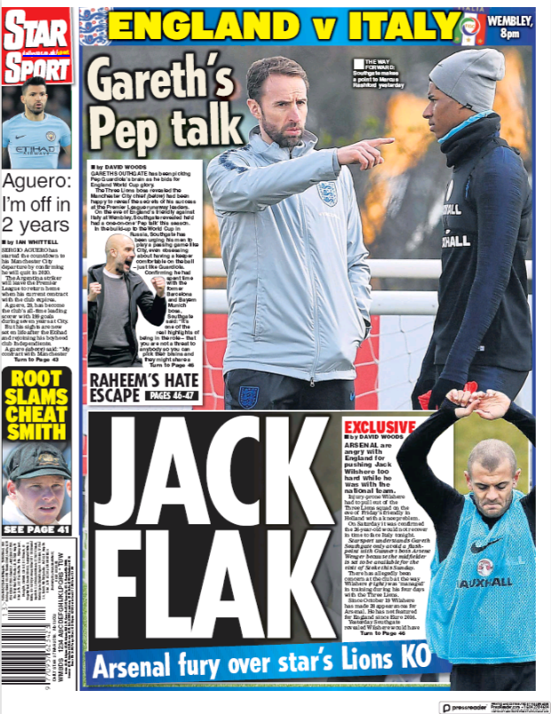 daily star 27 march arsenal fury with england over wilshere