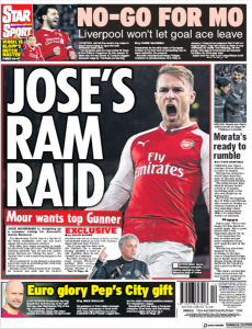 daily star back page aaron ramsey manchester united 20 march 2018