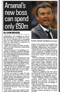 daily mail 24 april 2018 arsenal spending new manager new coaches