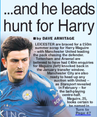 daily star 17 april 2018 harry maguire
