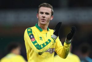 NORWICH, ENGLAND - JANUARY 06: James Maddison of Norwich City shows appreciation to the fans after the The Emirates FA Cup Third Round match between Norwich City and Chelsea at Carrow Road on January 6, 2018 in Norwich, England. (Photo by James Chance/Getty Images)
