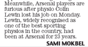 16 may 2018 daily mail arteta 90 per cent snippet