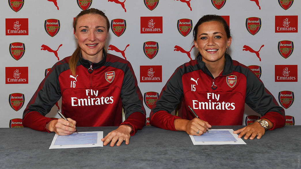 Katie McCabe and Louise Quinn, via Arsenal.com