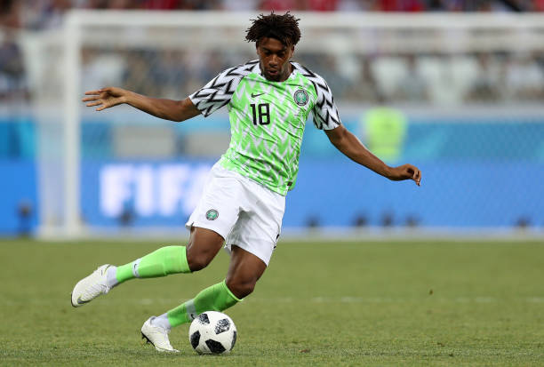 VOLGOGRAD, RUSSIA - JUNE 22: Alex Iwobi of Nigeria during the 2018 FIFA World Cup Russia group D match between Nigeria and Iceland at Volgograd Arena on June 22, 2018 in Volgograd, Russia. (Photo by Catherine Ivill/Getty Images)