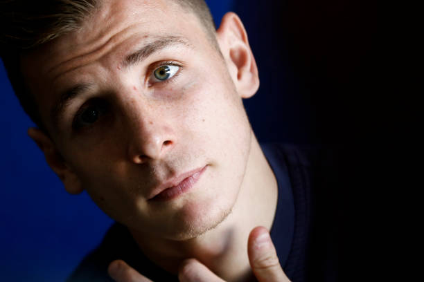 Barcelona's French defender Lucas Digne, pauses as he speaks during an AFP interview at the FC Barcelona's Joan Gamper Sports Center in Sant Joan Despi, PAU BARRENA/AFP/Getty Images