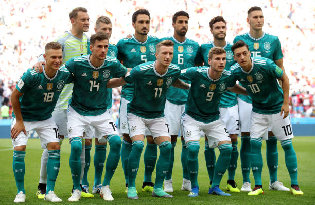 KAZAN, RUSSIA - JUNE 27: The Germany player pose for a team photo prior to the 2018 FIFA World Cup Russia group F match between Korea Republic and Germany at Kazan Arena on June 27, 2018 in Kazan, Russia. (Photo by Alexander Hassenstein/Getty Images, )