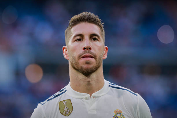 MADRID, SPAIN - AUGUST 11: Sergio Ramos of Real Madrid CF reacts prior to start the Santiago Bernabeu Trophy between Real Madrid CF and AC Milan at Estadio Santiago Bernabeu on August 11, 2018 in Madrid, Spain. (Photo by Gonzalo Arroyo Moreno/Getty Images)