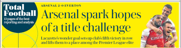 180924 daily telegraph arsenal title challenge