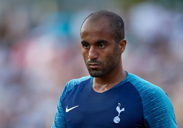 GIRONA, SPAIN - AUGUST 04: Lucas Moura of Tottenham Hotspur looks on during the pre-season friendly match between Girona and Tottenham Hotspur at Municipal de Montilivi Stadium on August 4, 2018 in Girona, Spain. (Photo by Quality Sport Images/Getty Images)