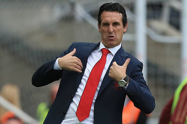 Arsenal's Spanish head coach Unai Emery reacts during the English Premier League football match between Newcastle United and Arsenal at St James' Park in Newcastle-upon-Tyne, north east England on September 15, 2018. (Photo by Lindsey PARNABY / AFP)