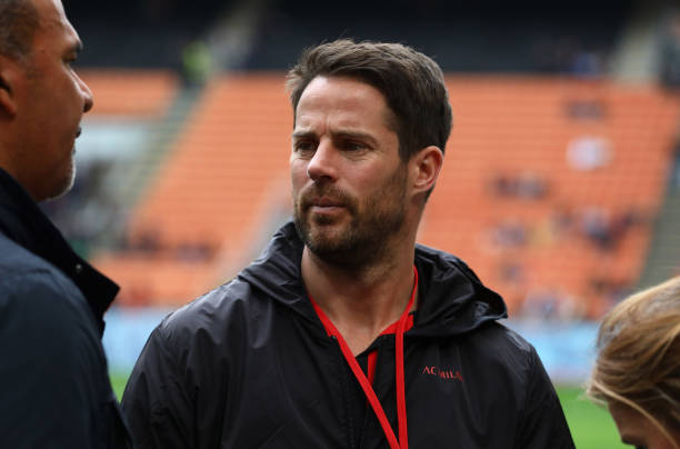 MILAN, ITALY - APRIL 15: Jamie Redknapp before the serie A match between AC Milan and SSC Napoli at Stadio Giuseppe Meazza on April 15, 2018 in Milan, Italy. (Photo by Marco Luzzani/Getty Images)