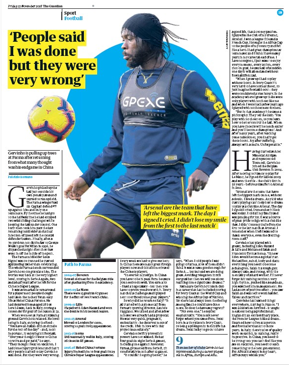 The Guardian's interview with Gervinho, 24 November 2018