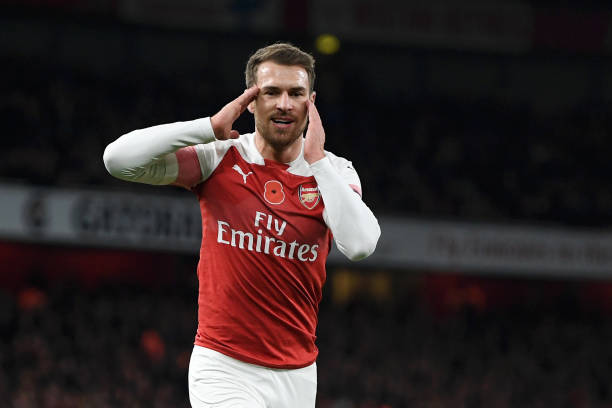 LONDON, ENGLAND - NOVEMBER 11: Aaron Ramsey of Arsenal reacts during the Premier League match between Arsenal FC and Wolverhampton Wanderers at Emirates Stadium on November 11, 2018 in London, United Kingdom. (Photo by Shaun Botterill/Getty Images)