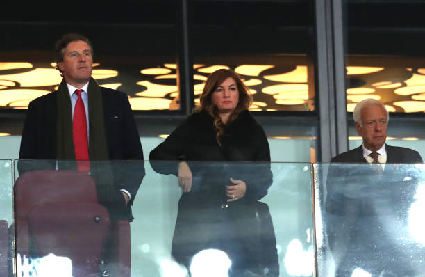 LONDON, ENGLAND - OCTOBER 31: Karren Brady, West Ham United vice-chairman looks on prior to the Carabao Cup Fourth Round match between West Ham United and Tottenham Hotspur at London Stadium on October 31, 2018 in London, England. (Photo by Catherine Ivill/Getty Images)