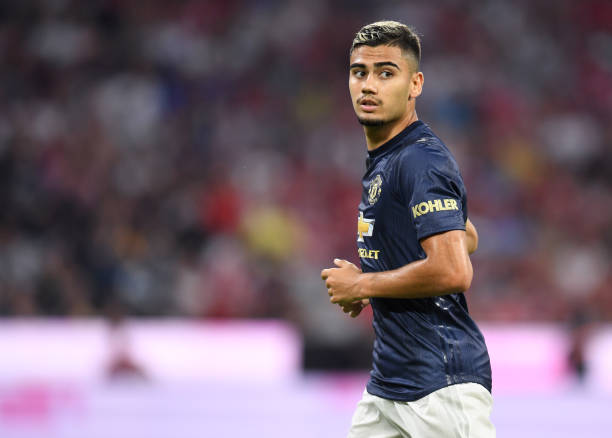 Manchester's Belgian midfielder Andreas Pereira attends the pre-season friendly football match between FC Bayern Munich and Manchester United at the Allianz Arena in Munich, southern Germany on August 5, 2018. (Photo by Christof STACHE / AFP) 