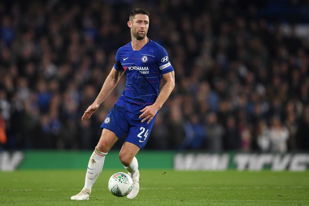 LONDON, ENGLAND - OCTOBER 31: Gary Cahill of Chelsea in action during the Carabao Cup Fourth Round match between Chelsea and Derby County at Stamford Bridge on October 31, 2018 in London, England. (Photo by Mike Hewitt/Getty Images)