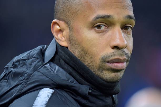 Monaco's French head coach Thierry Henry looks on during the French L1 football match between Lyon (OL) and Monaco (ASM) on December 16, 2018, at the Groupama Stadium in Decines-Charpieu near Lyon, central-eastern France. (Photo by ROMAIN LAFABREGUE / AFP)