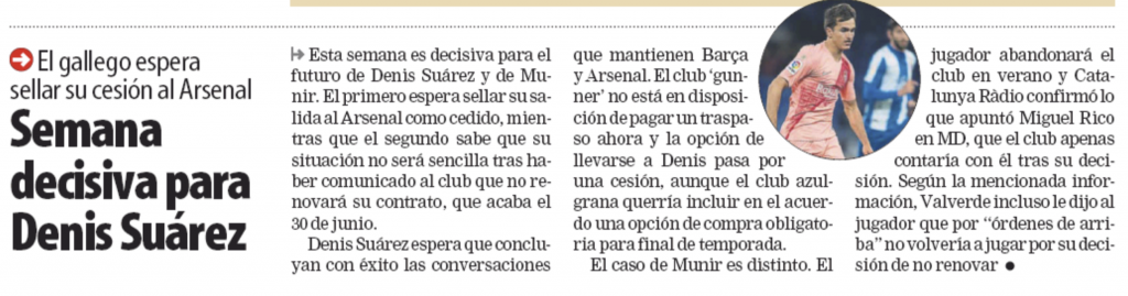 Mundo Deportivo / Tuesday 8th January 2019