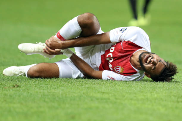 Monaco's Moroccan midfielder Youssef Ait Bennasser reacts  during the French L1 football match between Monaco (ASM) and Nimes (NO) on September 21, 2018, at the Louis II Stadium in Monaco. (Photo by VALERY HACHE / AFP) 