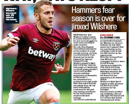 190202 daily mail jack wilshere season over
