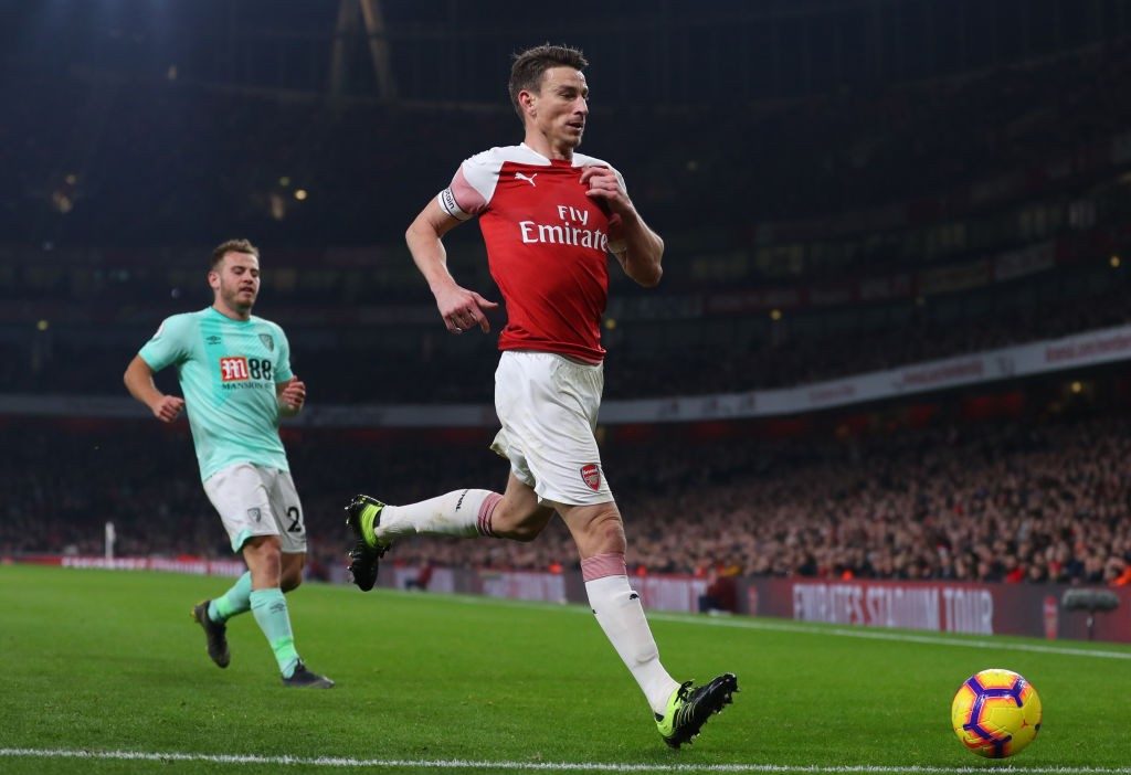 LONDON, ENGLAND - FEBRUARY 27: Laurent Koscielny of Arsenal during the Premier League match between Arsenal FC and AFC Bournemouth at Emirates Stadium on February 27, 2019 in London, United Kingdom. (Photo by Catherine Ivill/Getty Images)