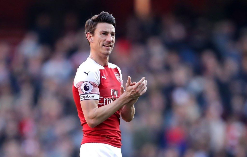 LONDON, ENGLAND - FEBRUARY 24: Laurent Koscielny of Arsenal acknowledges the fans following the Premier League match between Arsenal FC and Southampton FC at Emirates Stadium on February 23, 2019 in London, United Kingdom. (Photo by Richard Heathcote/Getty Images)
