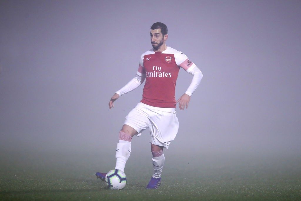 BOREHAMWOOD, ENGLAND - FEBRUARY 04: Herikh Mkhitaryan of Arsenal during the Premier League 2 match between Arsenal and West Ham at Meadow Park on February 04, 2019 in Borehamwood, England. (Photo by Alex Pantling/Getty Images)