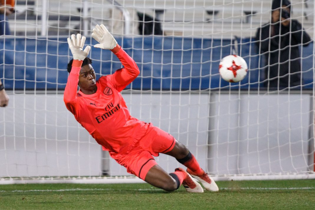Arthur Okonkwo playing for Arsenal u19s in the 2018 Dallas Cup