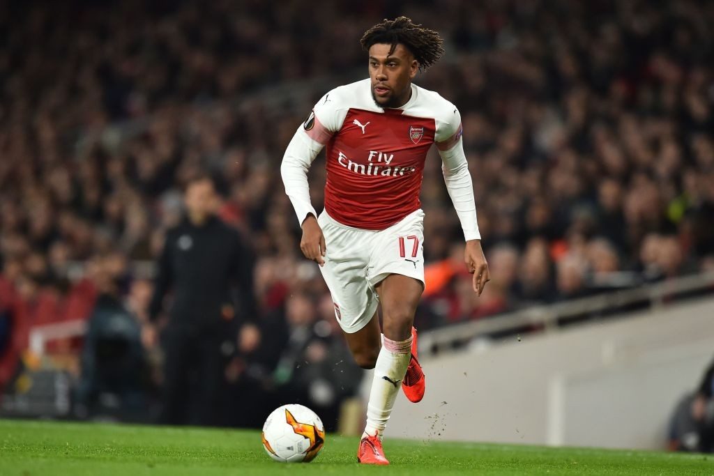 Arsenal's Nigerian striker Alex Iwobi runs with the ball during the UEFA Europa League round of 32, 2nd leg football match between Arsenal and Bate Borisov at the Emirates stadium in London on February 21, 2019. (Photo by Glyn KIRK / AFP / Getty Images)