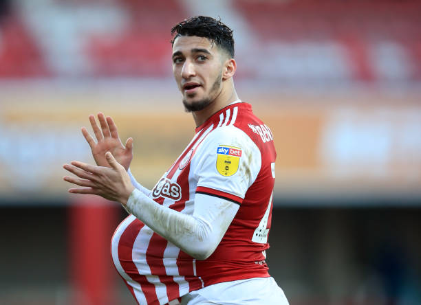 BRENTFORD, ENGLAND - FEBRUARY 23: Said Benrahma of Brentford celebrates with the match ball during the Sky Bet Championship match between Brentford and Hull City at Griffin Park on February 23, 2019 in Brentford, England. (Photo by Marc Atkins/Getty Images)