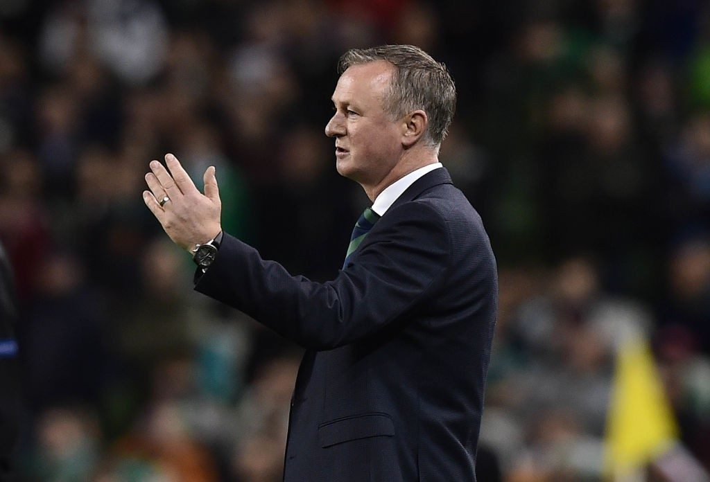 DUBLIN, IRELAND - NOVEMBER 15: Northern Ireland manager Michael O'Neill gestures during the International friendly football game between the Republic of Ireland and Northern Ireland at Aviva Stadium on November 15, 2018 in Dublin, Ireland. (Photo by Charles McQuillan/Getty Images)