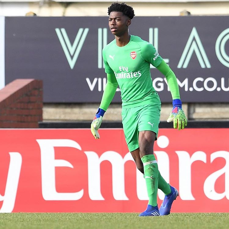 Arthur Okonkwo playing for the Arsenal u18s (Photo via Instagram / _arthurokonkwo)