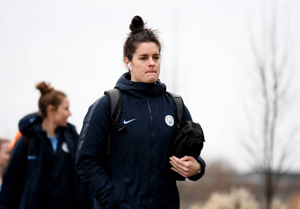 BRISTOL, ENGLAND - JANUARY 06: Jennifer Beattie of Manchester City Women arrives prior to the FA Women's Super League match between Bristol City Women and Manchester City Women at Stoke Gifford Stadium on January 6, 2019 in Bristol, England. (Photo by Alex Davidson/Getty Images)