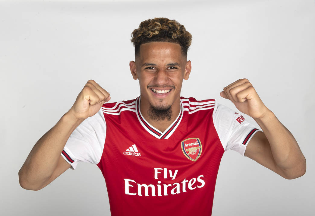 William Saliba after signing for Arsenal from St. Etienne (Photo via Arsenal.com)